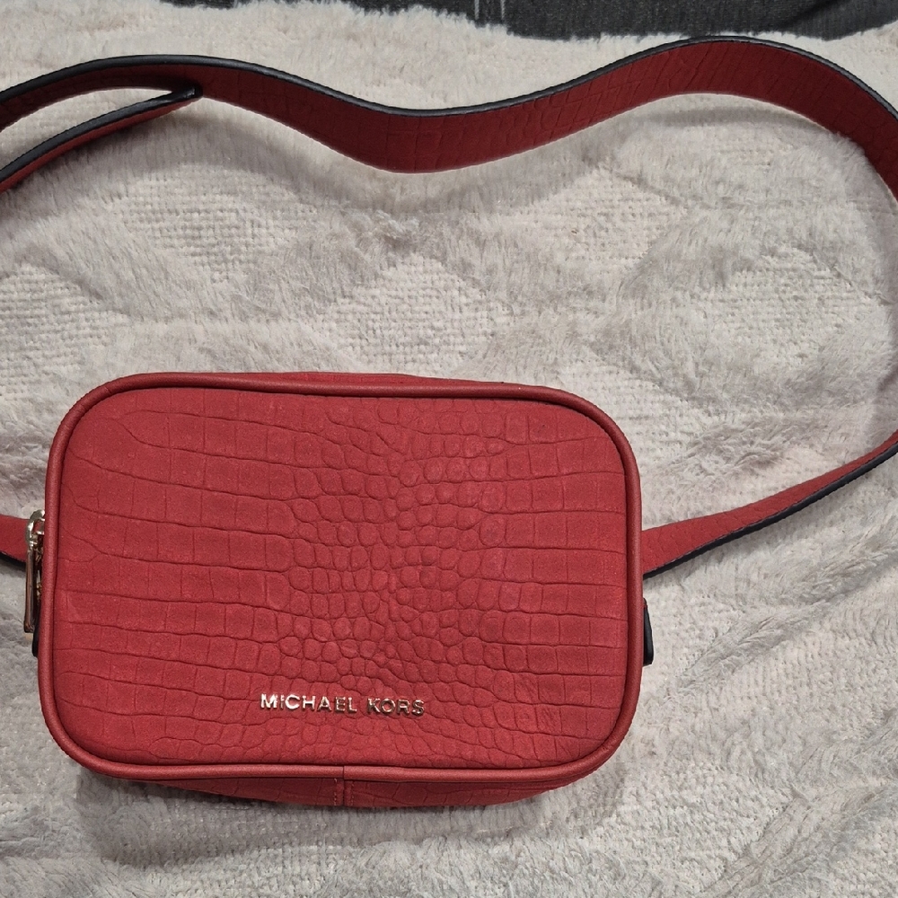 Michael Kors Textured Red Crossbody Bag